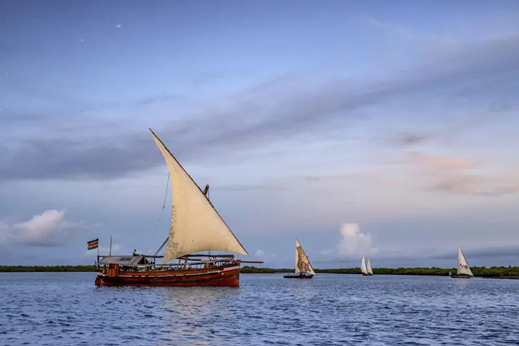 Beautiful dhow sailing in Lamu waters